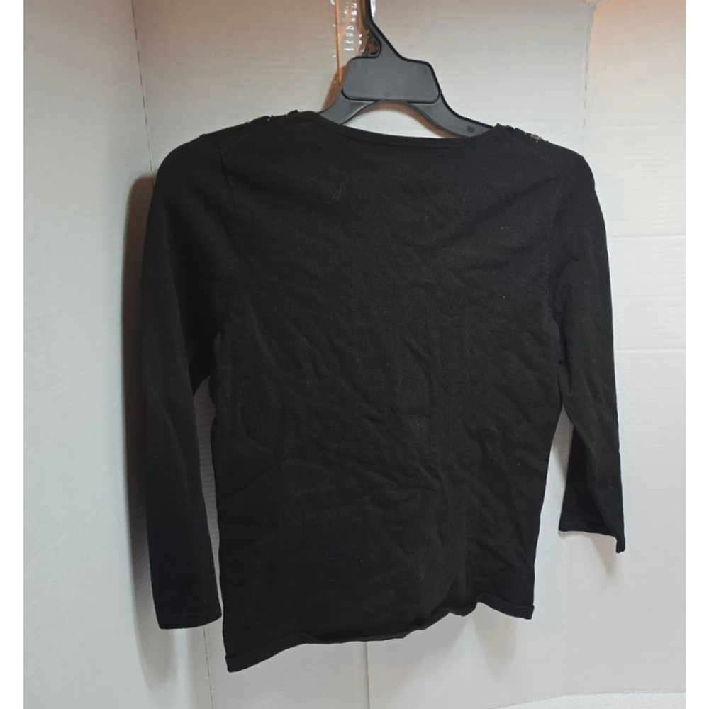 Women's Willi Smith Black Gold Embellished V-Neck Sweater M - Picture 4 of 5